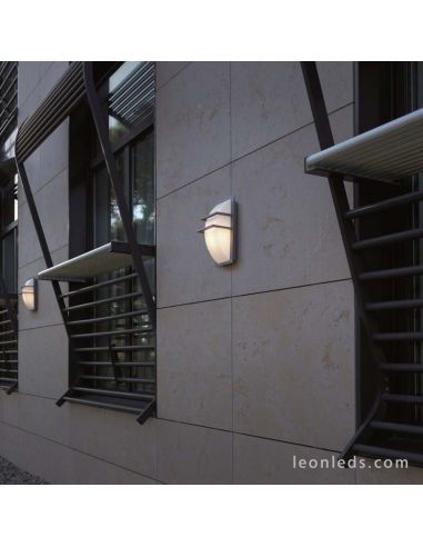 Aplique de pared gris para exterior serie Mito de dopo IP65 de acero inoxidable rectangular | LeonLeds Iluminación
