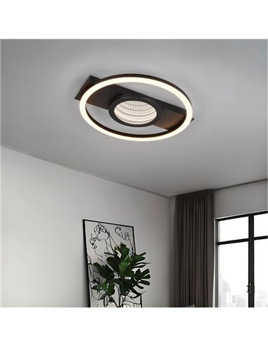 Plafón de techo LED redondo WHEELER 16W 2000lm luz blanco cálido 3000K IP20 Negro