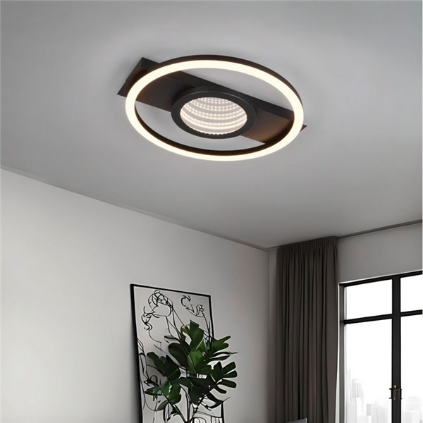 Plafón de techo LED redondo WHEELER 16W 2000lm luz blanco cálido 3000K IP20 Negro