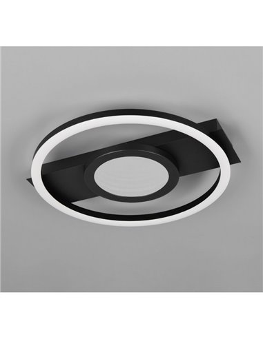 Plafonnier LED rond WHEELER 16W 2000lm, blanc chaud 3000K, IP20, noir