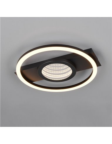 Plafonnier LED rond WHEELER 16W 2000lm, blanc chaud 3000K, IP20, noir
