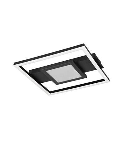 Plafón de techo LED WHEELER cuadrado 16W 2000lm luz blanco cálido 3000K IP20 Negro