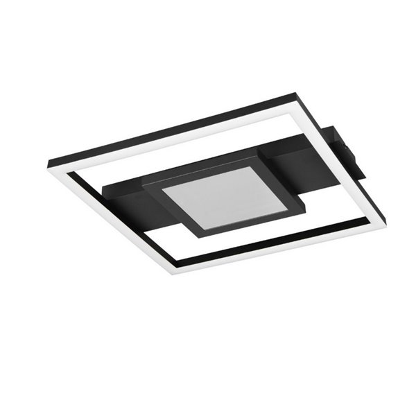 Plafonnier LED carré WHEELER 16W 2000lm blanc chaud 3000K IP20 Noir