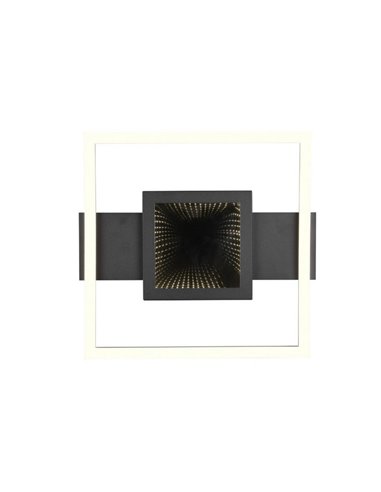 Plafonnier LED carré WHEELER 16W 2000lm blanc chaud 3000K IP20 Noir