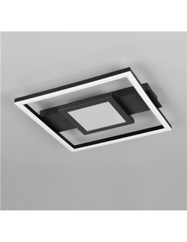Plafón de techo LED WHEELER cuadrado 16W 2000lm luz blanco cálido 3000K IP20 Negro