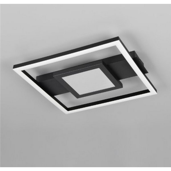 Plafonnier LED carré WHEELER 16W 2000lm blanc chaud 3000K IP20 Noir