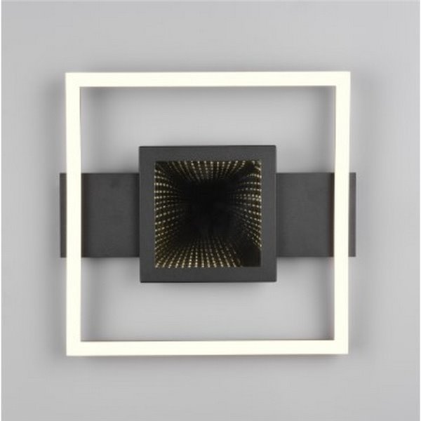 Plafonnier LED carré WHEELER 16W 2000lm blanc chaud 3000K IP20 Noir