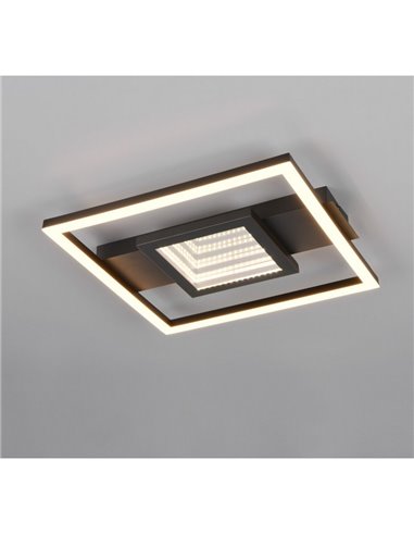 Plafonnier LED carré WHEELER 16W 2000lm blanc chaud 3000K IP20 Noir