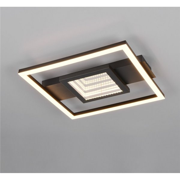 Plafonnier LED carré WHEELER 16W 2000lm blanc chaud 3000K IP20 Noir