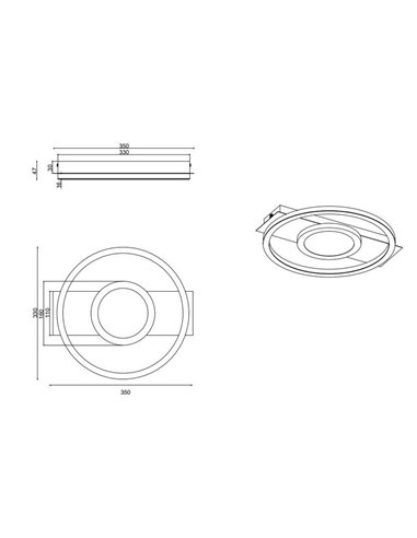 Plafón de techo LED redondo WHEELER 16W 2000lm luz blanco cálido 3000K IP20 Negro