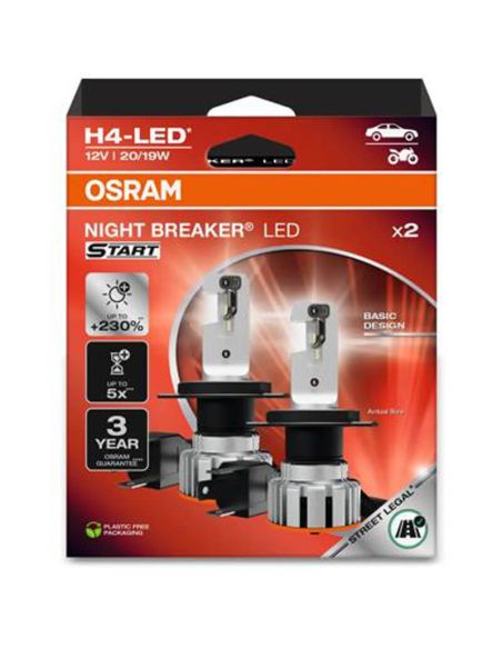 Bombilla LED H4 NIGHT BREAKER LED START OSRAM Luz + Blanca 6000K Homologada 64193DWNBST Pack 2Unds.
