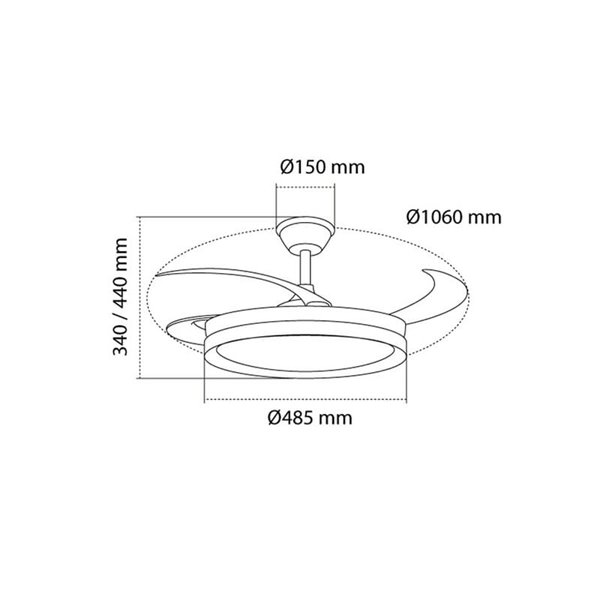 Ventilateur de plafond LED BRISA ECO à pales rétractables, 45 W, 4 400 lm CCT
