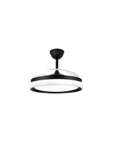 Ventilador de techo LED aspas retráctiles BRISA ECO negro, 45W 4400Lm CCT