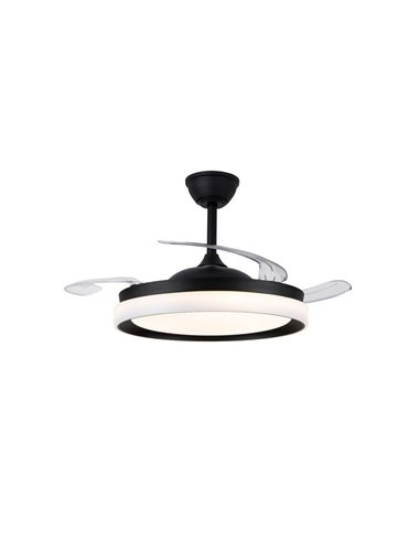 Ventilador de teto BRISA ECO LED com pás retráteis, preto, 45W, 4400Lm CCT