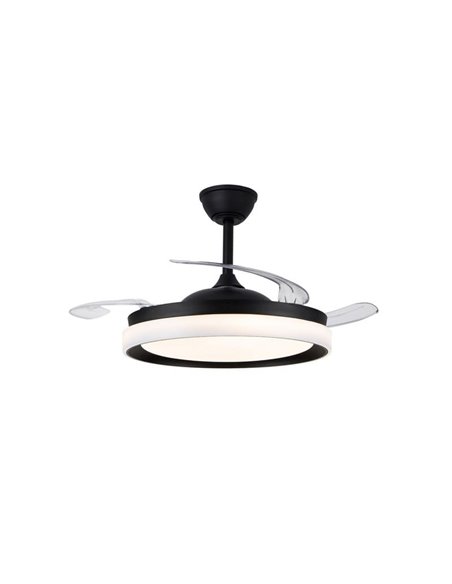 Ventilador de techo LED aspas retráctiles BRISA ECO negro, 45W 4400Lm CCT