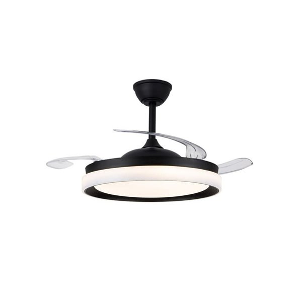 Ventilador de techo LED aspas retráctiles BRISA ECO negro, 45W 4400Lm CCT