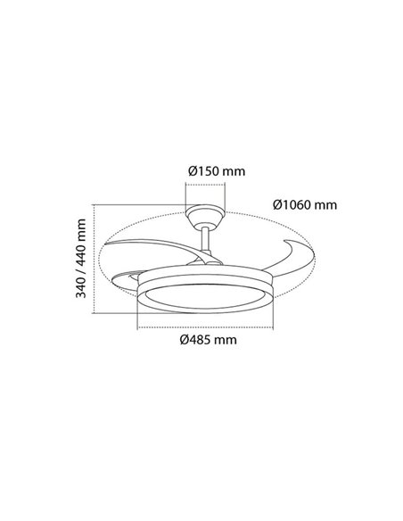 Ventilateur de plafond LED BRISA ECO à pales rétractables, noir, 45 W, 4 400 lm CCT