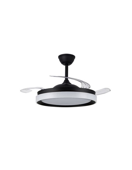 Ventilador de techo LED aspas retráctiles BRISA ECO negro, 45W 4400Lm CCT