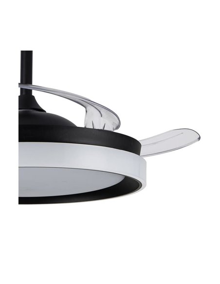 Ventilador de techo LED aspas retráctiles BRISA ECO negro, 45W 4400Lm CCT