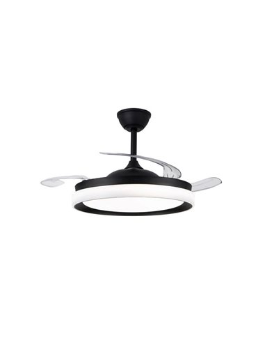 Ventilateur de plafond LED BRISA ECO à pales rétractables, noir, 45 W, 4 400 lm CCT