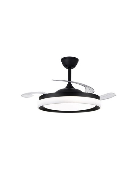 Ventilador de techo LED aspas retráctiles BRISA ECO negro, 45W 4400Lm CCT