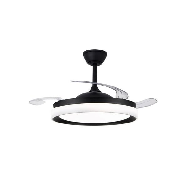 Ventilador de techo LED aspas retráctiles BRISA ECO negro, 45W 4400Lm CCT