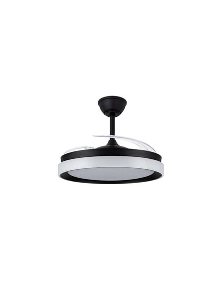 Ventilador de techo LED aspas retráctiles BRISA ECO negro, 45W 4400Lm CCT