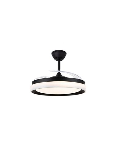Ventilador de techo LED aspas retráctiles BRISA ECO negro, 45W 4400Lm CCT