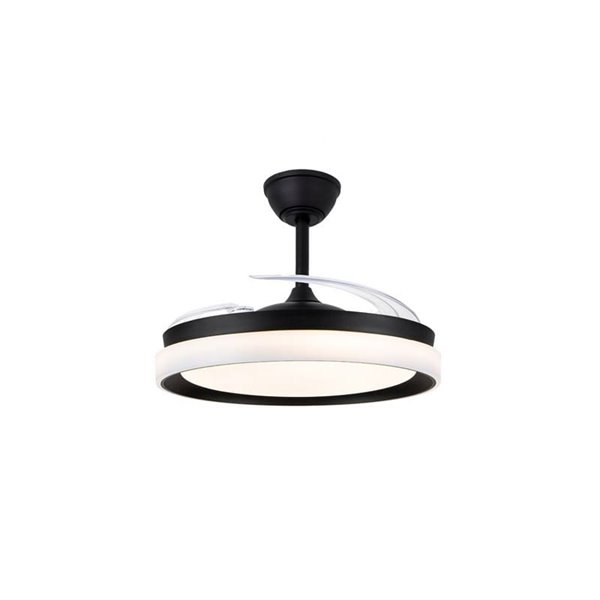 Ventilador de techo LED aspas retráctiles BRISA ECO negro, 45W 4400Lm CCT