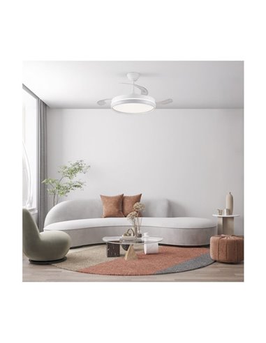 Ventilador CHARLY EVO 72W LED com pás retráteis, 7920Lm CCT Dim Smart