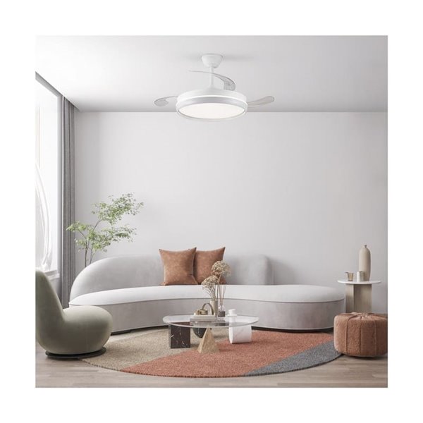 Ventilateur LED CHARLY EVO 72W à pales rétractables, 7920Lm CCT Dim Smart