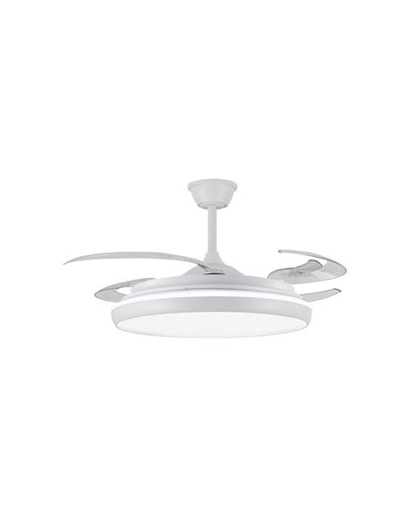 Ventilateur LED CHARLY L 80W à pales rétractables, 9000Lm CCT Dim Ø60cm
