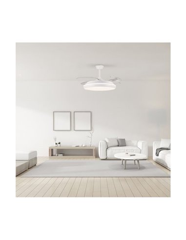 Ventilador LED aspas retráctiles CHARLY L 80W, 9000Lm CCT Dim Ø60cm