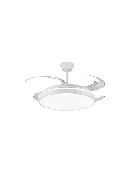Ventilateur LED CHARLY L 80W à pales rétractables, 9000Lm CCT Dim Ø60cm
