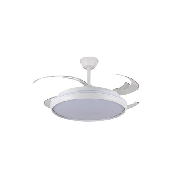 Ventilateur LED CHARLY L 80W à pales rétractables, 9000Lm CCT Dim Ø60cm