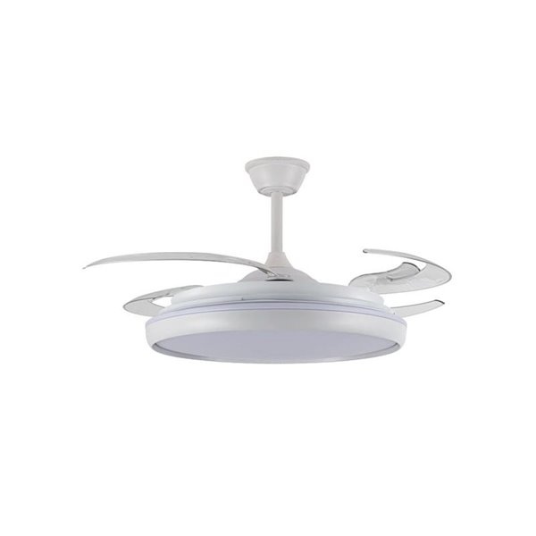 Ventilador LED aspas retráctiles CHARLY L 80W, 9000Lm CCT Dim Ø60cm