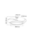 Ventilador LED aspas retráctiles CHARLY L 80W, 9000Lm CCT Dim Ø60cm