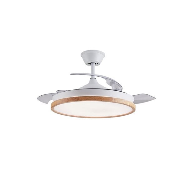 Ventilateur de plafond LED CHIEF à pales rétractables, blanc, 36 W, 3 600 lm, variateur CCT