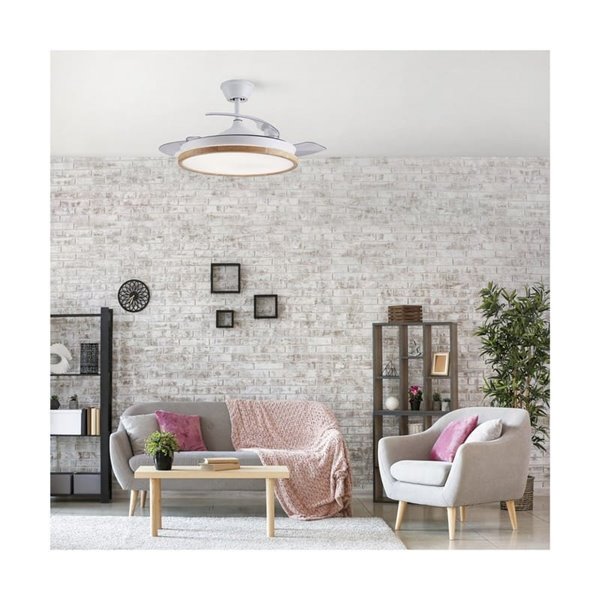 Ventilador LED de techo con aspas retráctiles CHIEF blanco, 36W 3600Lm CCT Dim