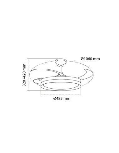 Ventilador LED de techo con aspas retráctiles CHIEF negro, 36W 3600Lm CCT Dim