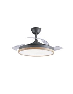 Ventilateur de plafond LED CHIEF à pales rétractables, noir, 36 W, 3 600 lm, variateur CCT