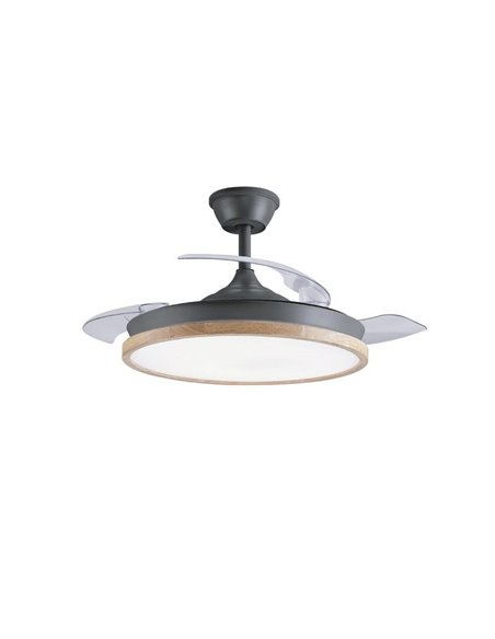 Ventilateur de plafond LED CHIEF à pales rétractables, noir, 36 W, 3 600 lm, variateur CCT