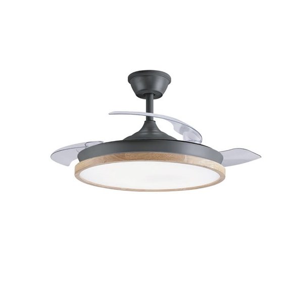 Ventilador de teto LED CHIEF com pás retráteis, preto, 36W 3600Lm CCT Dim