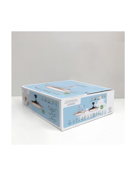 Ventilateur de plafond LED CHIEF à pales rétractables, noir, 36 W, 3 600 lm, variateur CCT