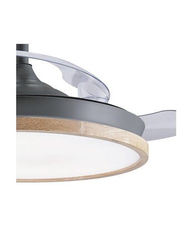 Ventilador LED de techo con aspas retráctiles CHIEF negro, 36W 3600Lm CCT Dim