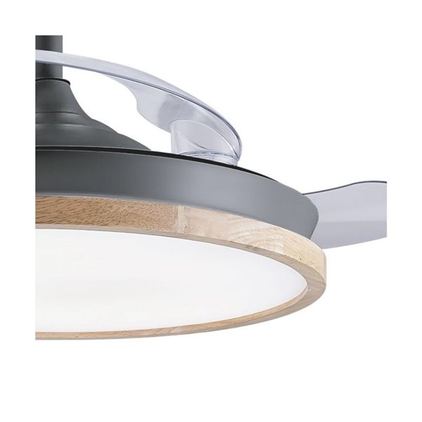 Ventilateur de plafond LED CHIEF à pales rétractables, noir, 36 W, 3 600 lm, variateur CCT