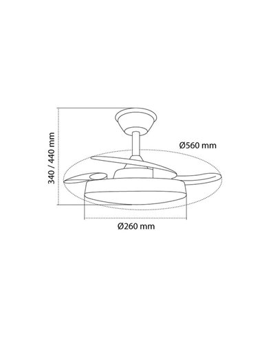 Ventilador de techo LED con aspas retráctiles HORNET, 32W 3195Lm CCT Dim