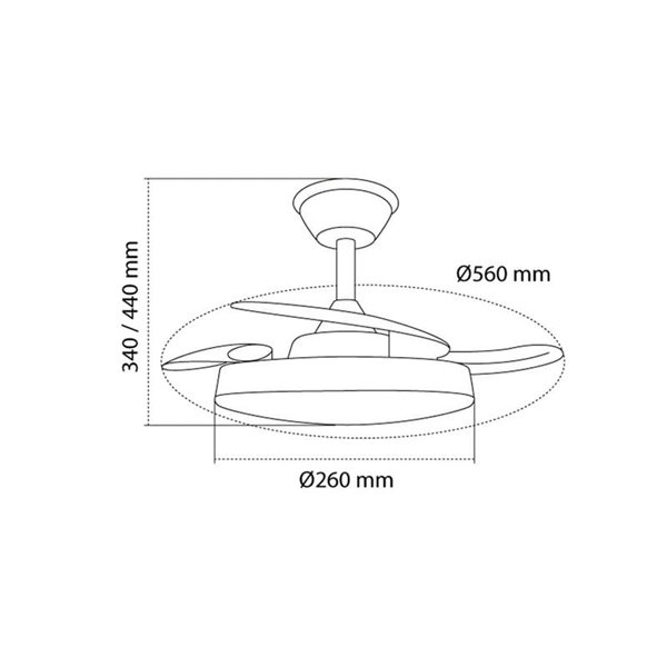 Ventilador de techo LED con aspas retráctiles HORNET, 32W 3195Lm CCT Dim