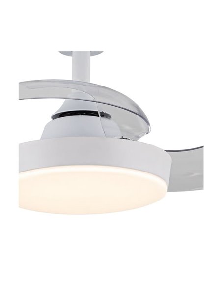Ventilateur de plafond LED HORNET à pales rétractables, 32 W, 3 195 lm, CCT, intensité variable