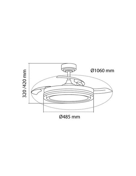 Ventilador LED aspas plegables TRIDENT, 72W 7920Lm CCT